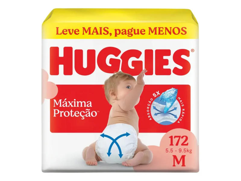 Huggies Fralda Descartável Máxima Proteção M - 172 Un Sem Gênero